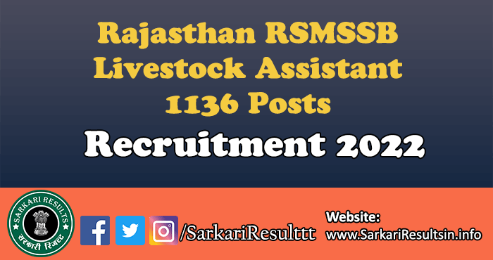 Rajasthan RSMSSB Livestock Assistant Final Result 2022