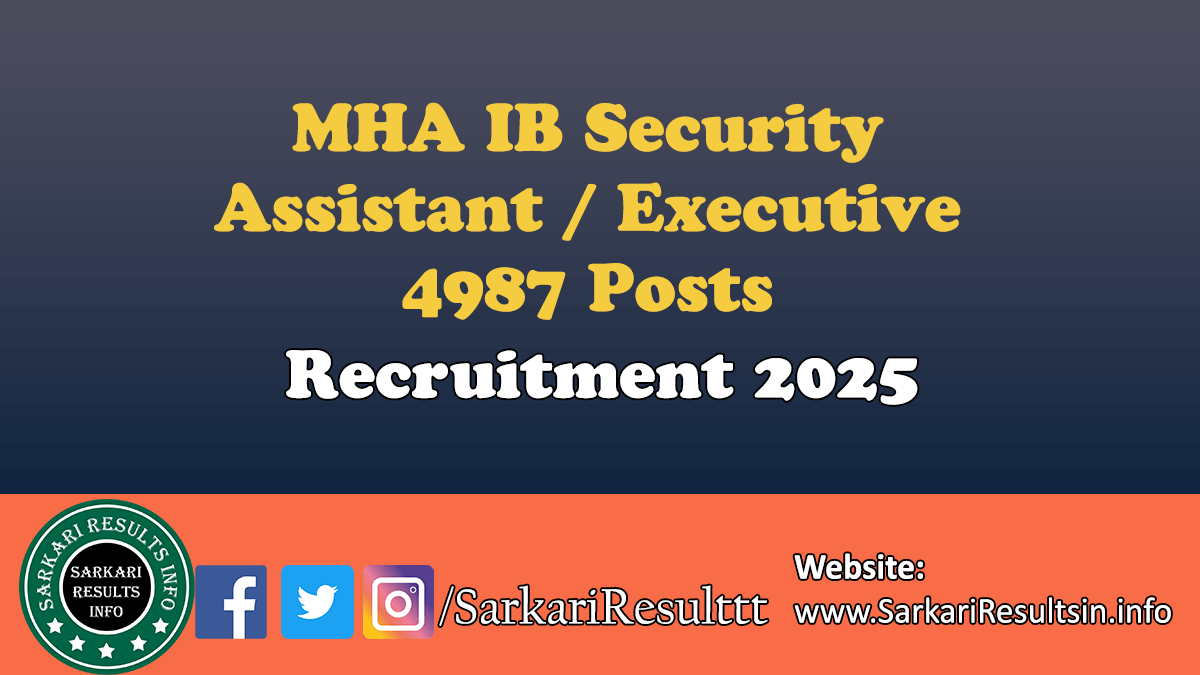 MHA IB Security Assistant / Executive Recruitment 2025