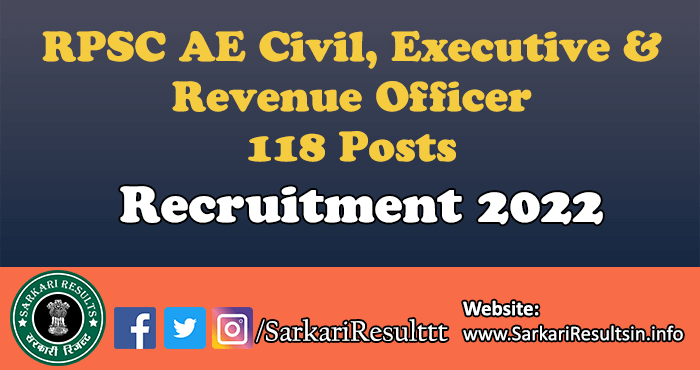 RPSC AE Civil Executive Revenue Officer Recruitment 2022