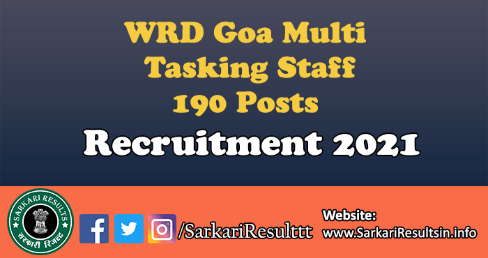 WRD Goa Multi Tasking Staff Recruitment 2021