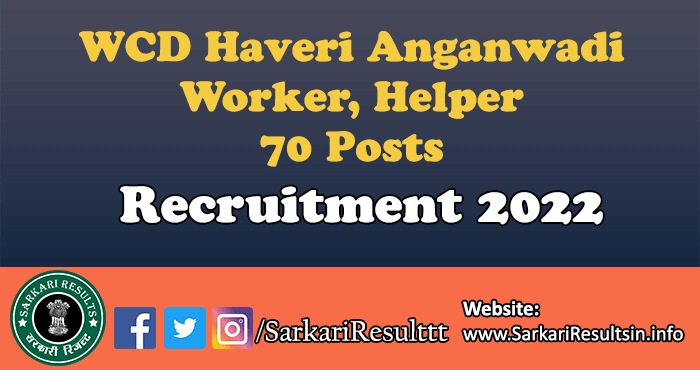 WCD Haveri Anganwadi Worker, Helper Recruitment 2022