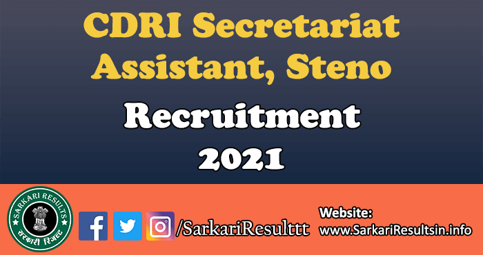 CDRI Secretariat Assistant, Steno Recruitment 2021