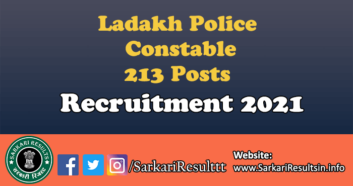 Ladakh Police Constable Recruitment 2021