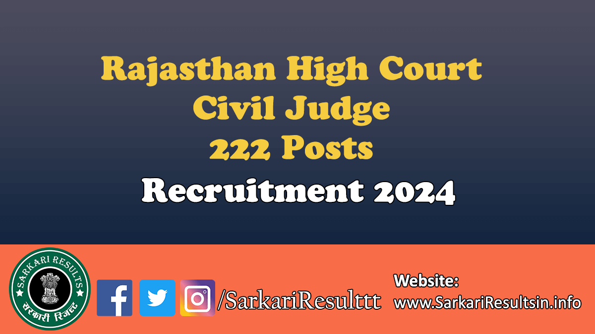 Rajasthan High Court Civil Judge Recruitment 2024