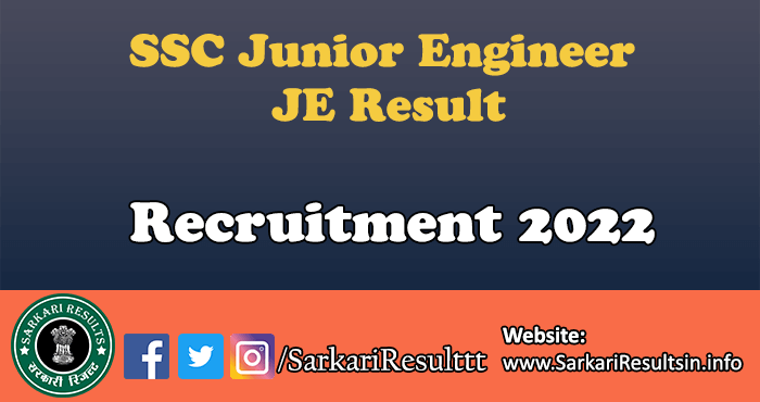 SSC Junior Engineer JE Final Result 2022