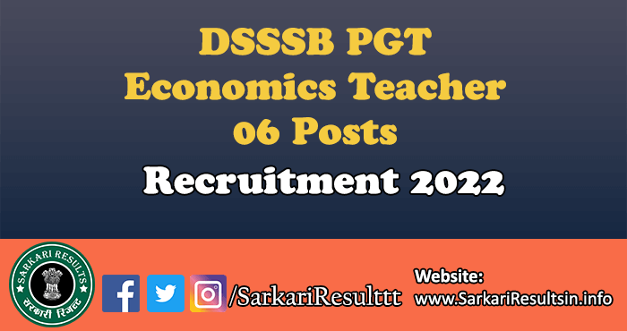 DSSSB PGT Economics Teacher Recruitment 2022