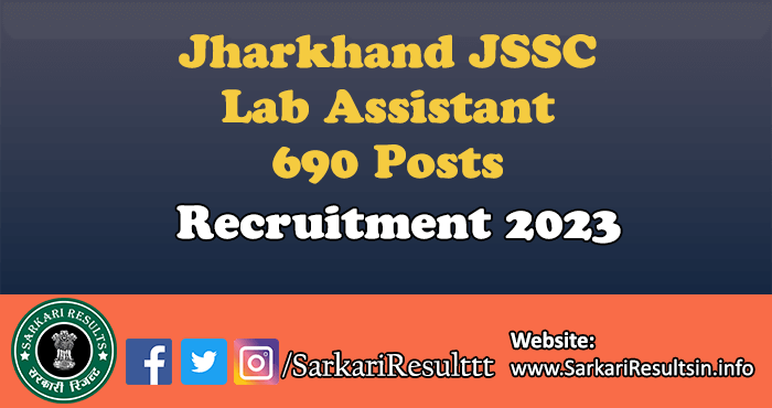 Jharkhand JSSC Lab Assistant Recruitment 2023