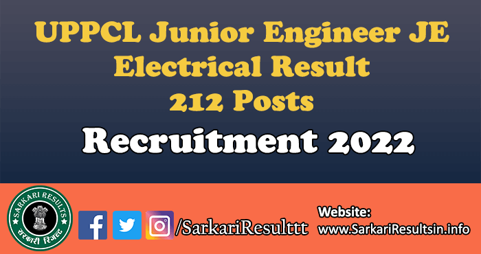 UPPCL Junior Engineer JE Electrical Result 2022