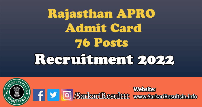 Rajasthan APRO Result 2022