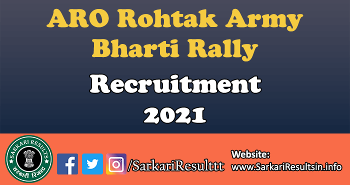 ARO Rohtak Army Bharti Rally Recruitment 2021