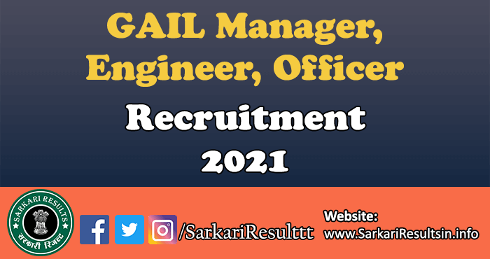 GAIL Manager Engineer Recruitment 2021