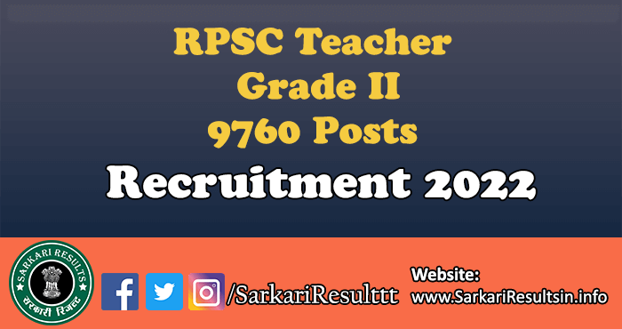 RPSC Teacher Grade II Recruitment 2022