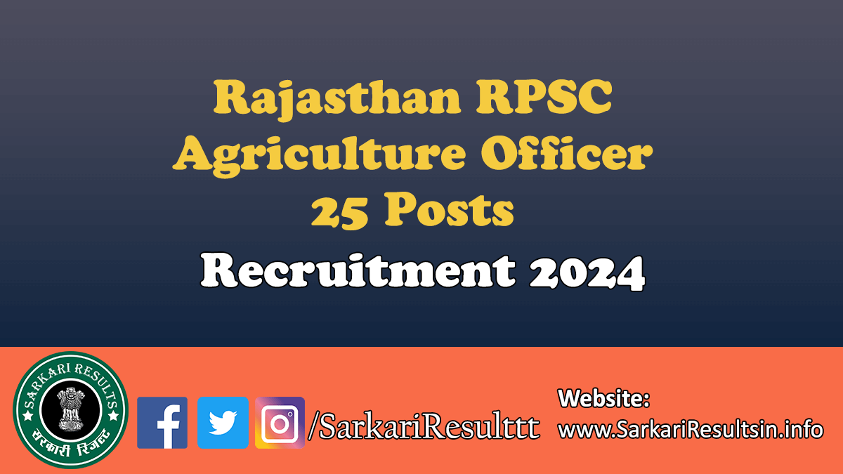 RPSC Agriculture Officer Recruitment 2024