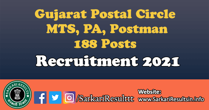 Gujarat Postal Circle MTS, PA, Postman Recruitment 2021