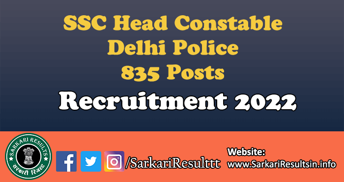 SSC Head Constable Delhi Police Result 2022