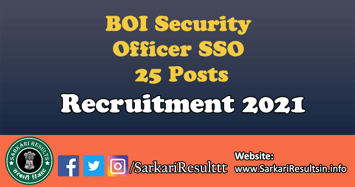 BOI Security Officer SSO Recruitment 2021
