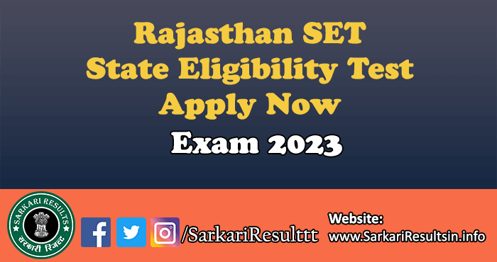 Rajasthan SET State Eligibility Test Form 2023
