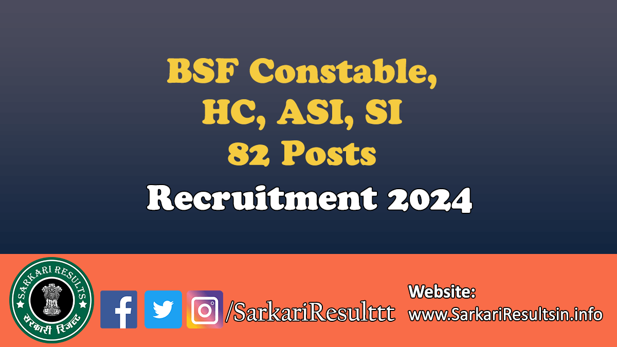 BSF Group B and C Various Posts Recruitment 2024