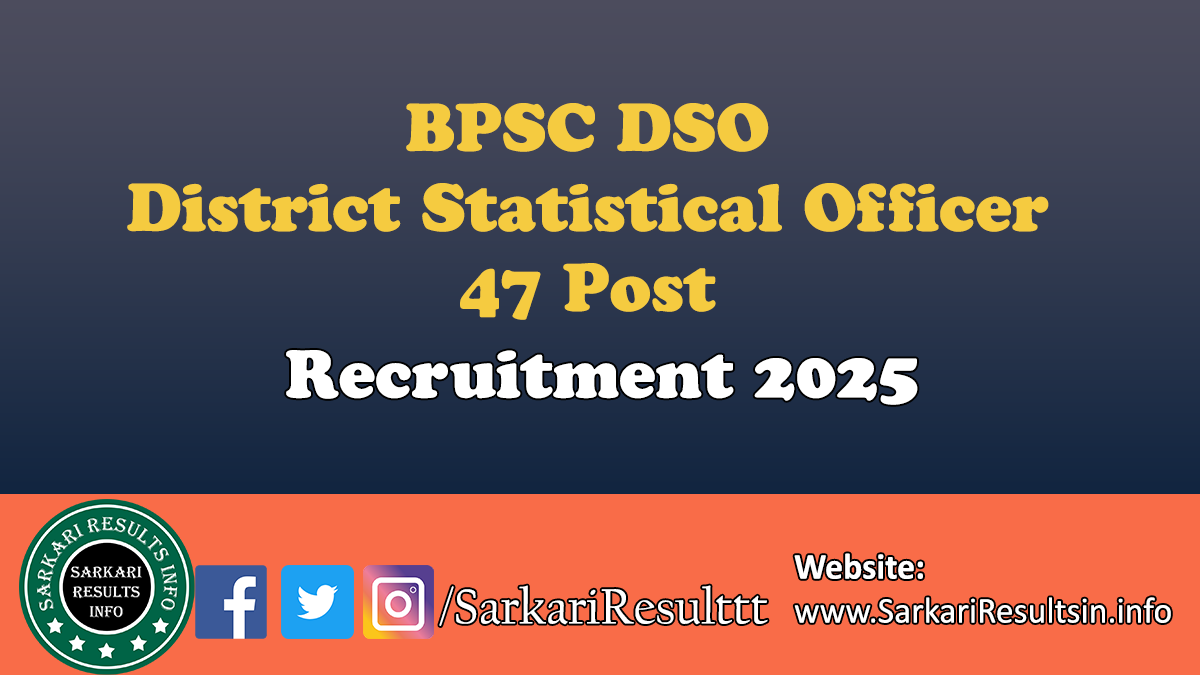 BPSC District Statistical Officer DSO /Assistant Director Recruitment 2025