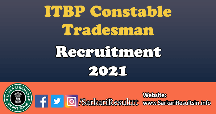 ITBP Constable Tradesman Recruitment 2017