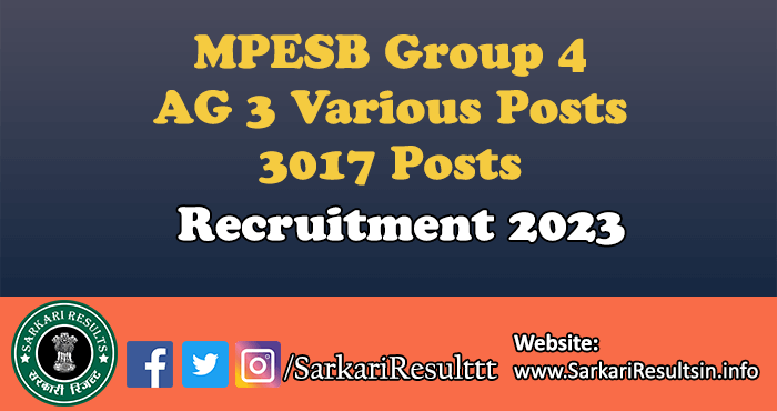 MPESB Group 4 AG 3 Various Posts Recruitment 2023