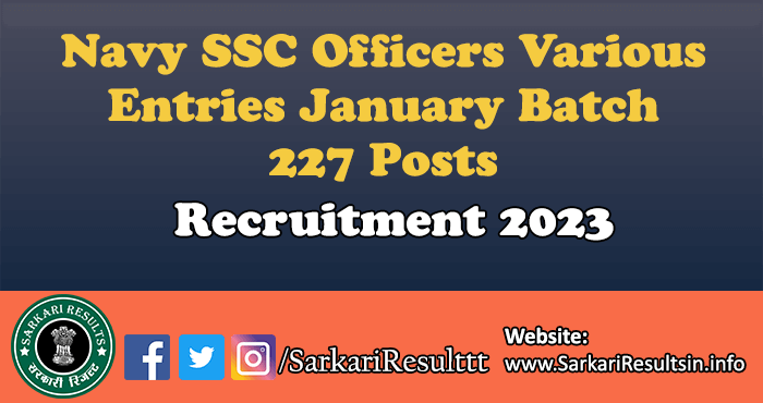 Navy SSC Officers Various Entries Recruitment 2024