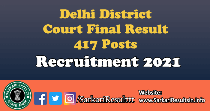 Delhi District Court Various Post Final Result 2022