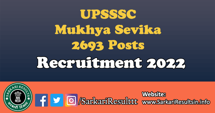 UPSSSC Mukhya Sevika Recruitment 2022