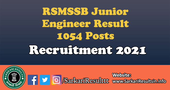 RSMSSB Junior Engineer Result 2021