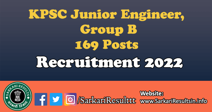 KPSC Junior Engineer, Group B Recruitment 2022