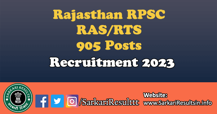 Rajasthan RPSC RAS/RTS Recruitment 2023
