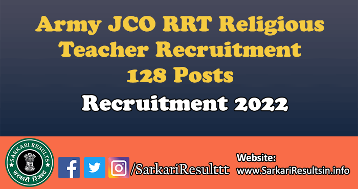 Army JCO RRT Religious Teacher Dharm Guru Recruitment 2022
