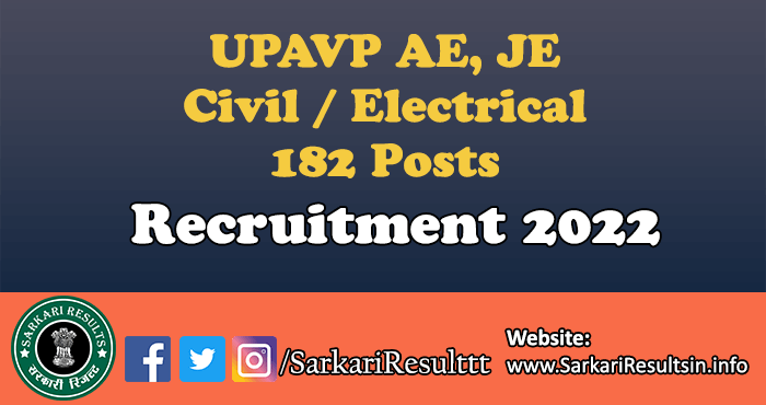 UPAVP AE, JE Civil / Electrical Recruitment Form 2022