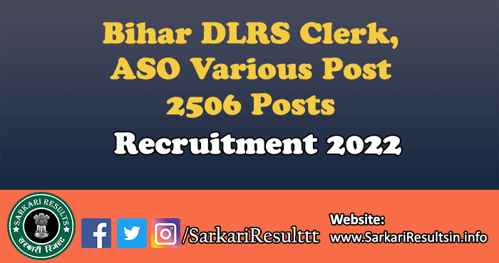 Bihar DLRS Clerk, ASO Recruitment 2022