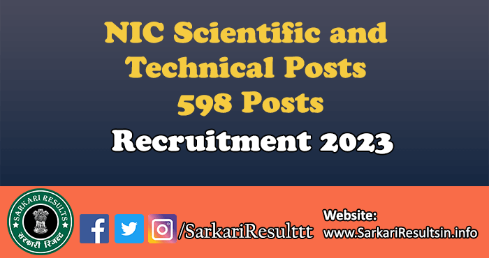 NIC Scientific and Technical Posts Recruitment 2023