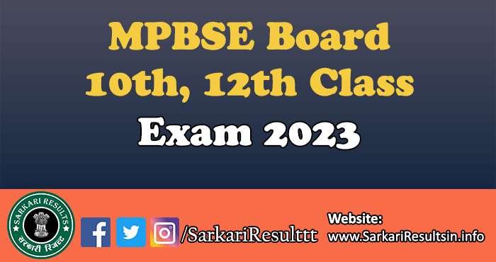 MP Board 10th 12th Class Exam Time Table 2023 