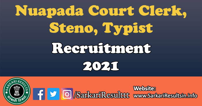 Nuapada Court Clerk Recruitment 2021