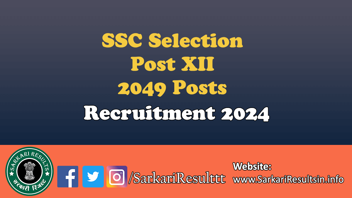 SSC Selection Post XII Recruitment 2024
