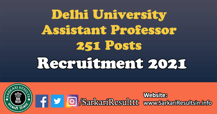 DU Assistant Professor Recruitment 2021