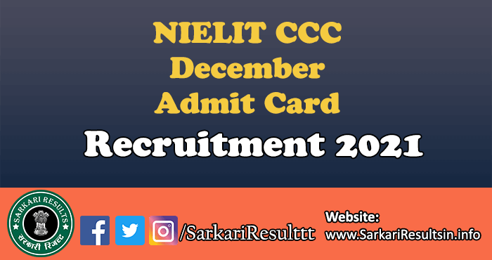 NIELIT CCC April Admit Card 2021