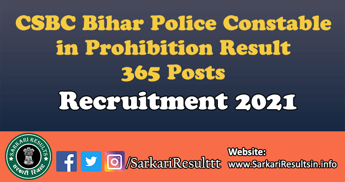 CSBC Bihar Police Constable in Prohibition PET Exam Admit Card 2022