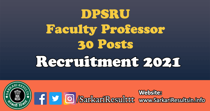 DPSRU Faculty Professor Recruitment 2021