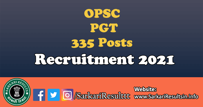 OPSC PGT Recruitment 2021