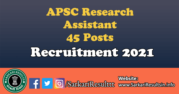 APSC Research Assistant Recruitment 2021