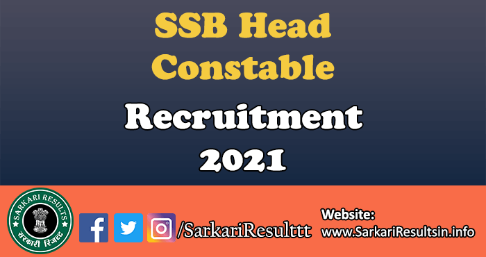 SSB Head Constable Admit Card 2021