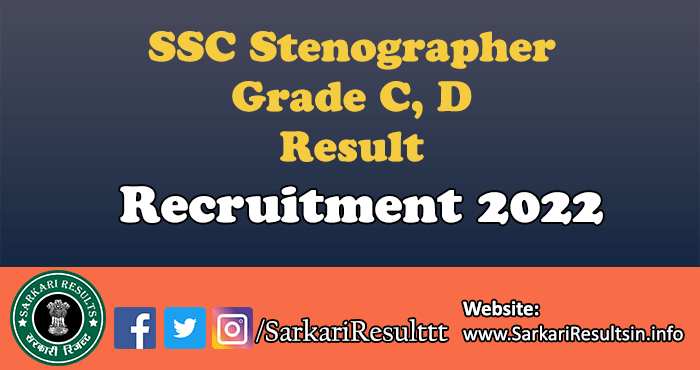 SSC Stenographer Grade C, D Result 2022