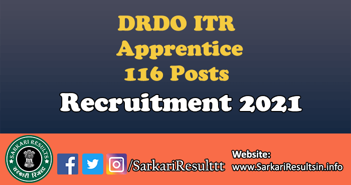 DRDO ITR Apprentice Recruitment 2021