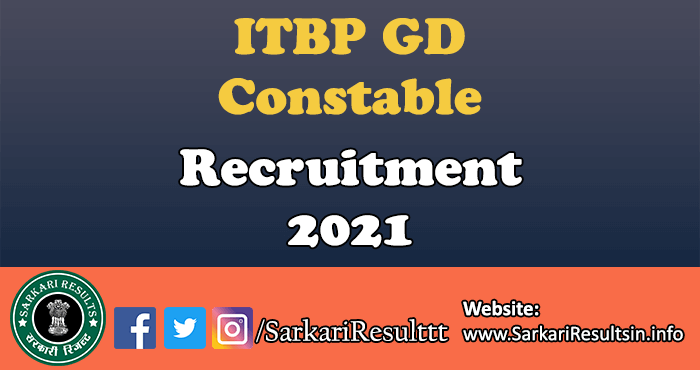 ITBP GD Constable Recruitment 2021