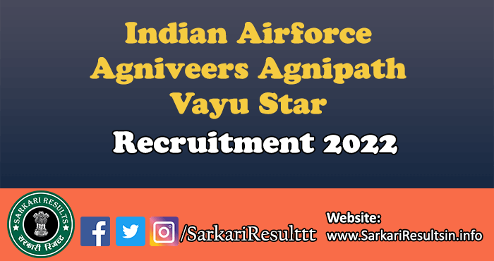Indian Airforce Agniveers Agnipath Vayu Star Intake Recruitment 2022