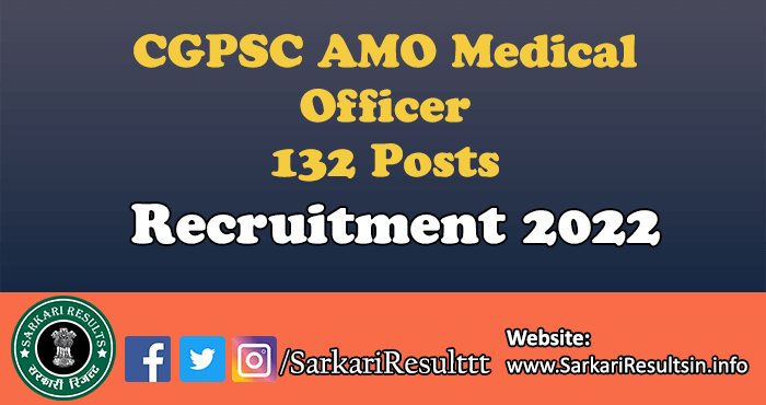 CGPSC AMO Medical Officer Recruitment 2022